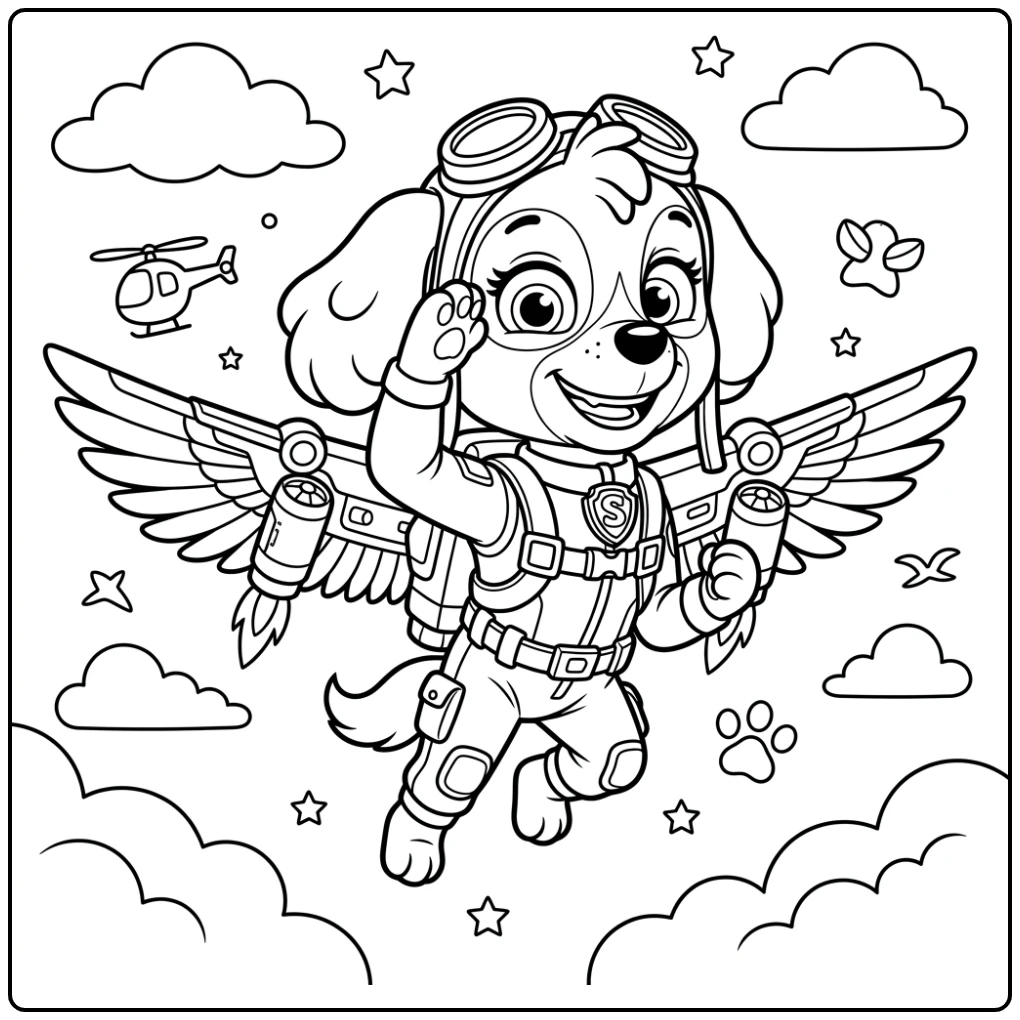 Paw Patrol Flying Skye with Extended Wings coloring page