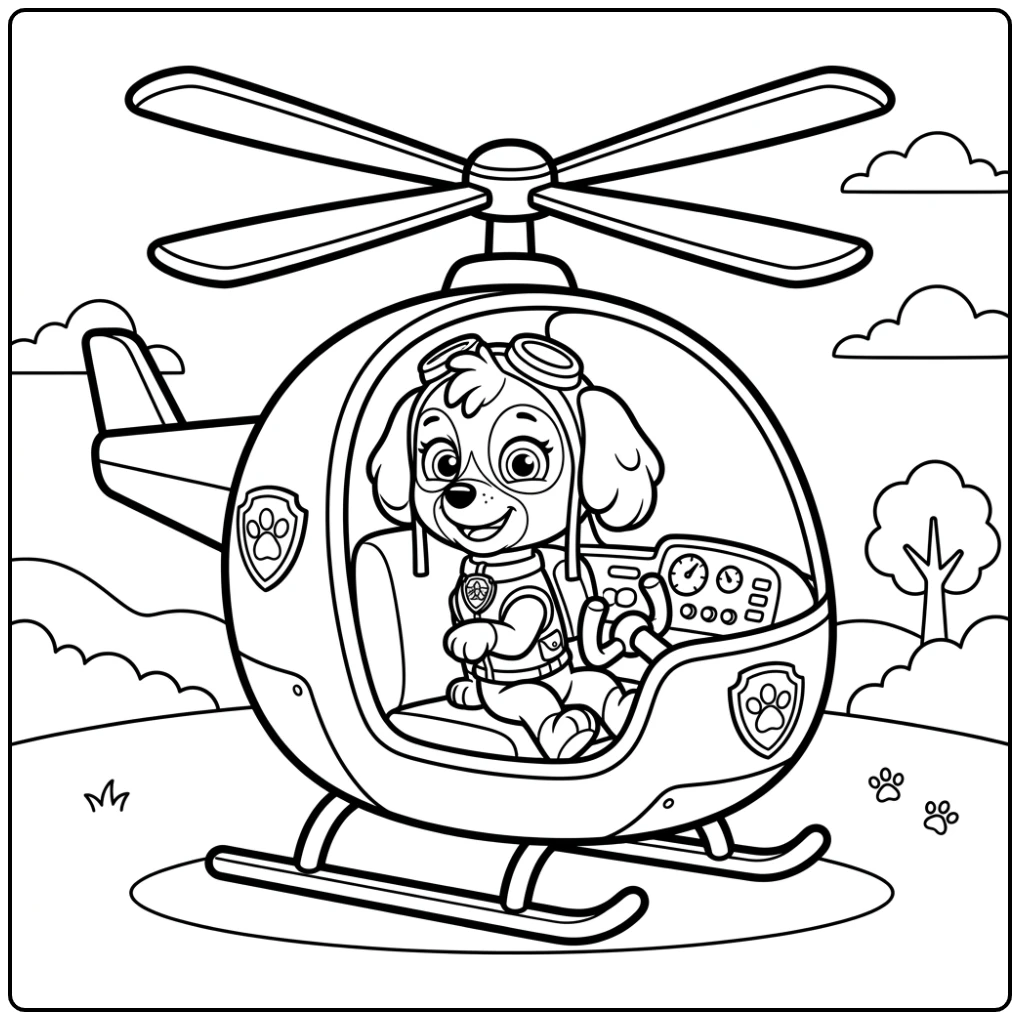 Skye's Flying Adventure Easy Paw Patrol coloring page