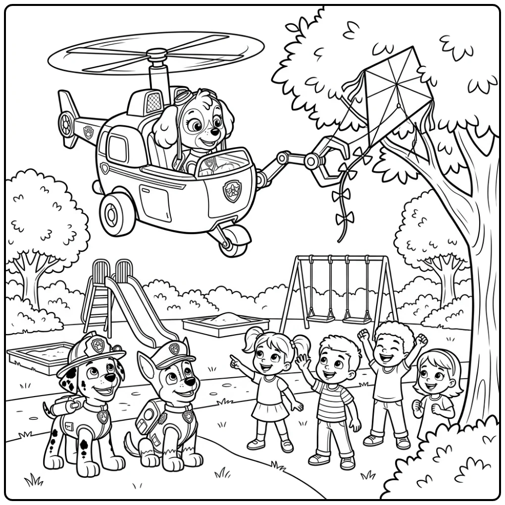 Skye's Kite Rescue Playground Adventure Skye Paw Patrol coloring page