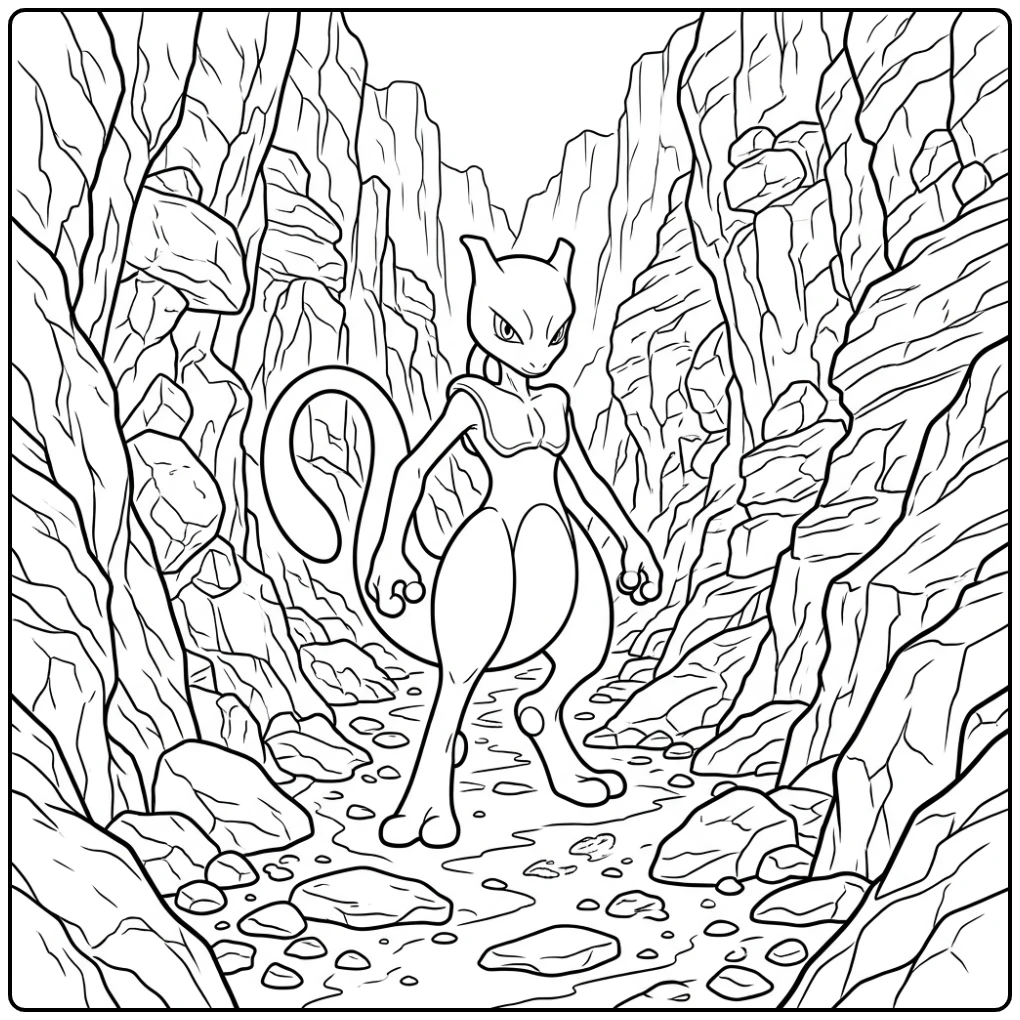 Narrow Canyon Mewtwo for True Pokemon Fans coloring page