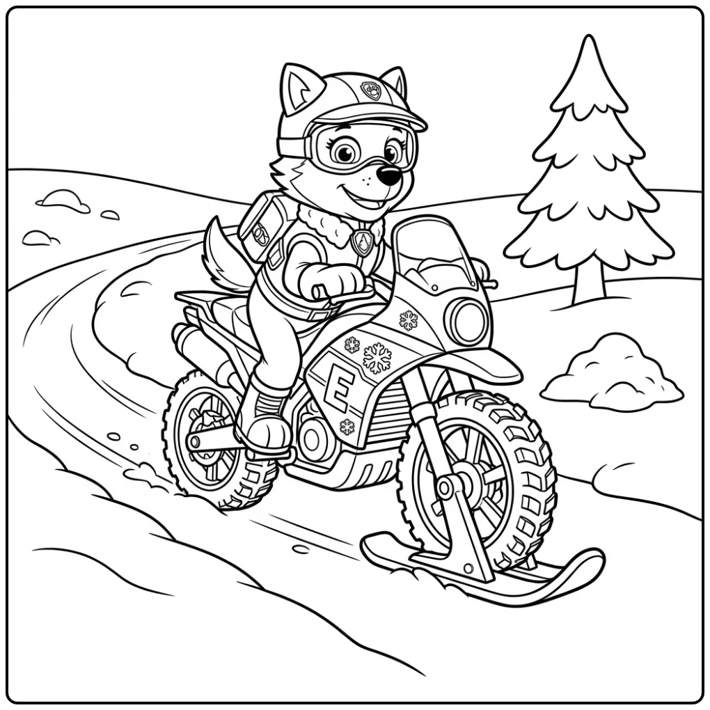 Paw Patrol Moto Pups Everest Snowmobile Adventure coloring page