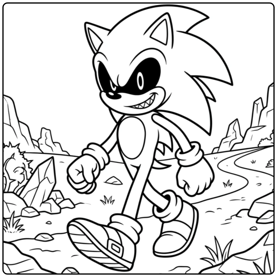 Sonic.EXE Determined Advance on Unknown Terrain coloring page