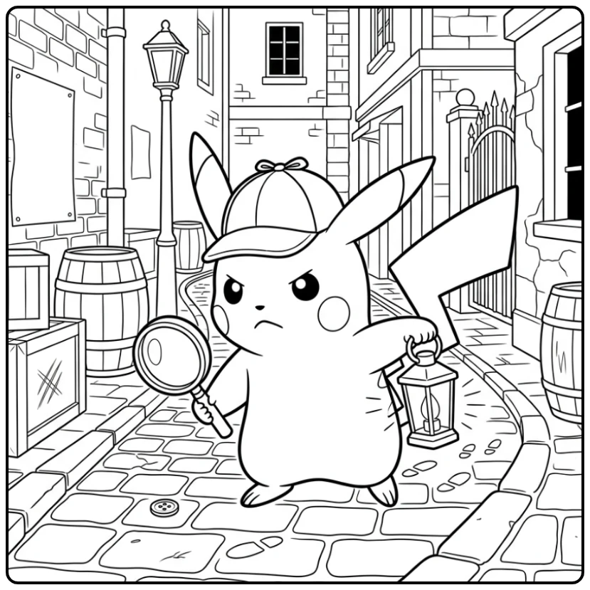 Exciting Detective Pikachu for Young Detectives coloring page