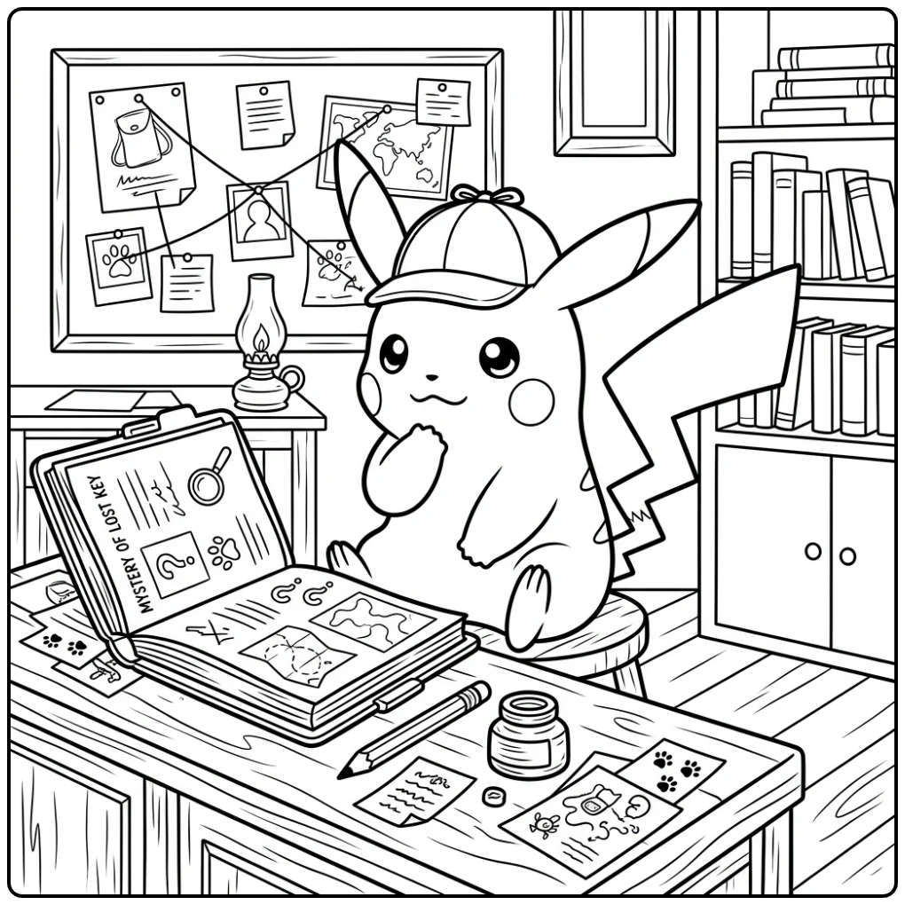 Exciting Detective Pikachu for Young Detectives coloring page