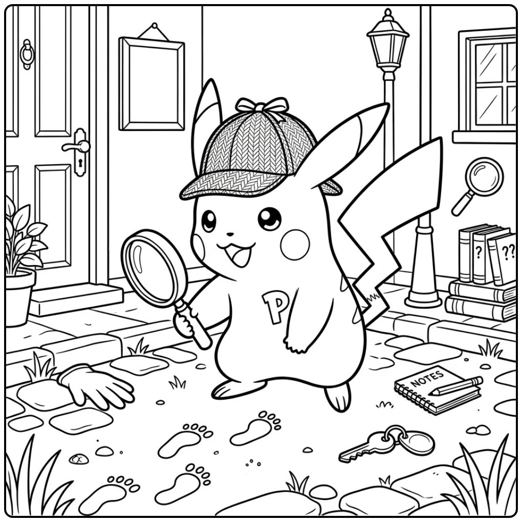 Exciting Detective Pikachu for Children coloring page