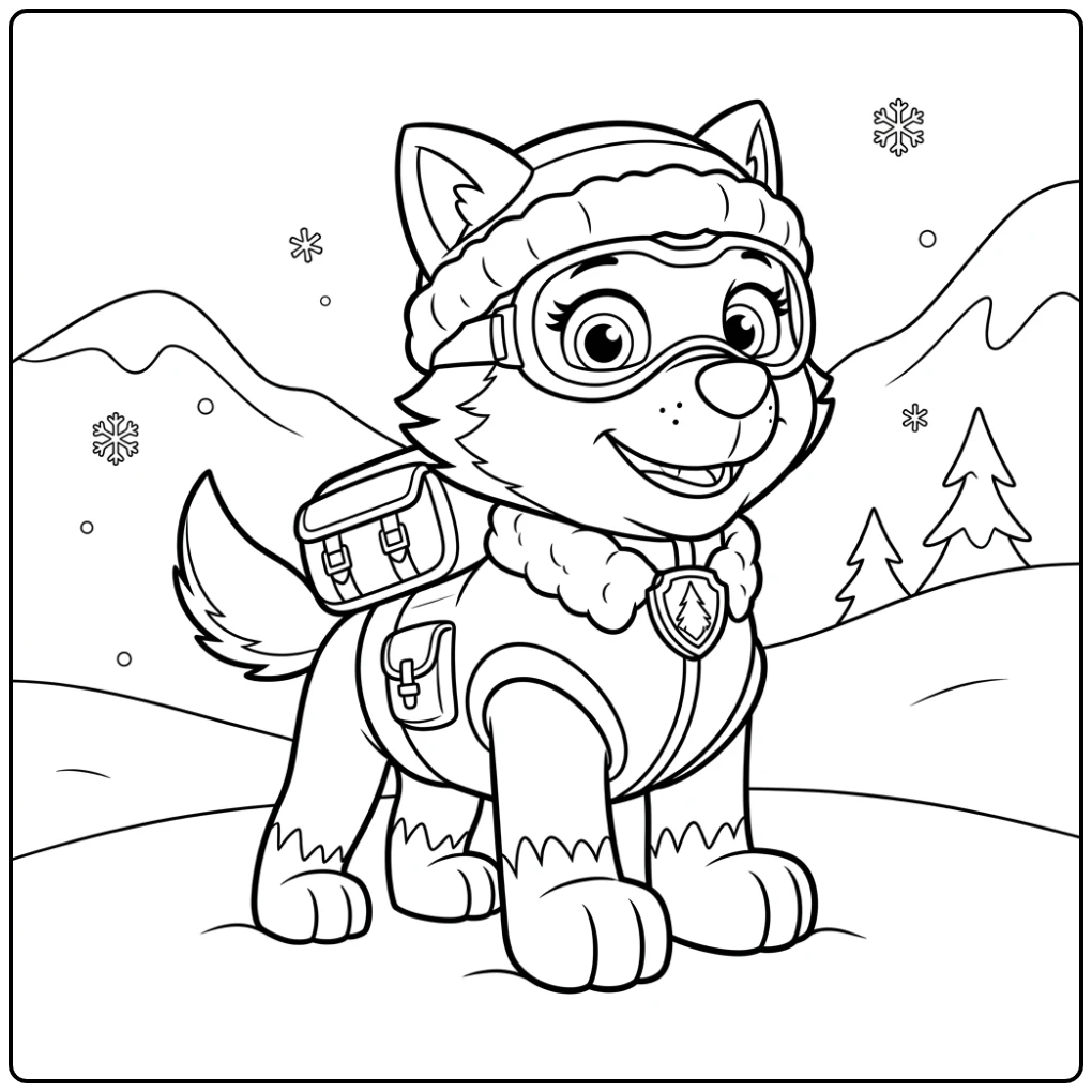Exciting Everest Paw Patrol Rescue of the Penguin coloring page