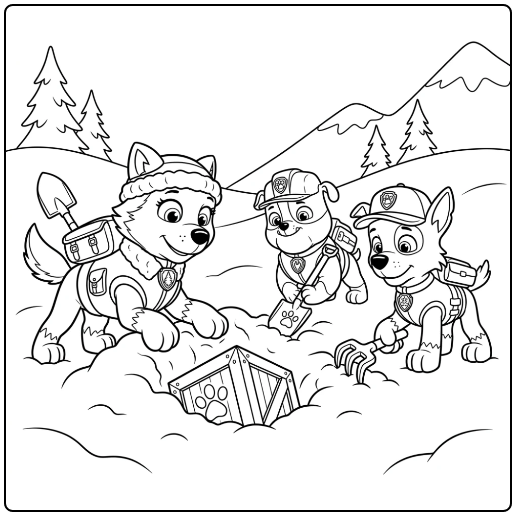 Exciting Everest Paw Patrol Snow Mission Full of Action coloring page