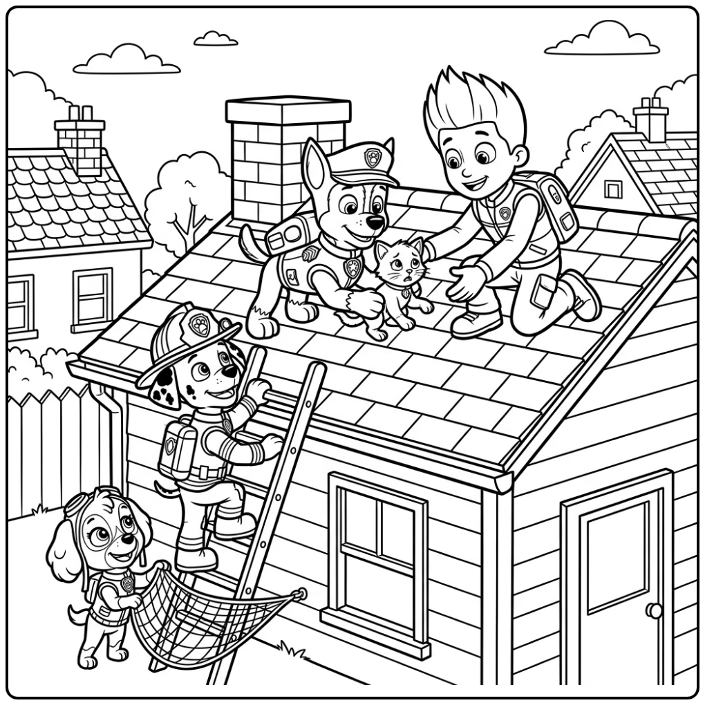 Exciting Paw Patrol Chase Adventure with Ryder coloring page
