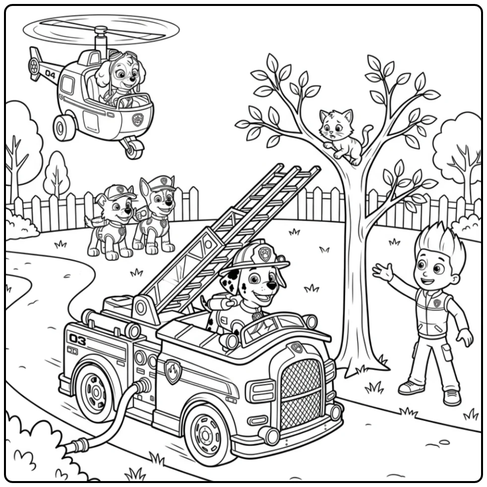 Exciting Paw Patrol Marshall Rescue Action coloring page