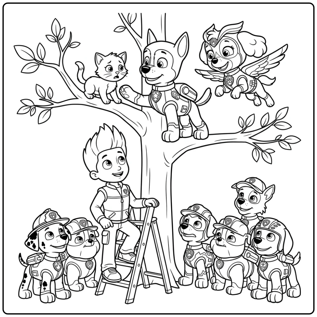 Exciting Paw Patrol Mega Pups Rescue Action coloring page