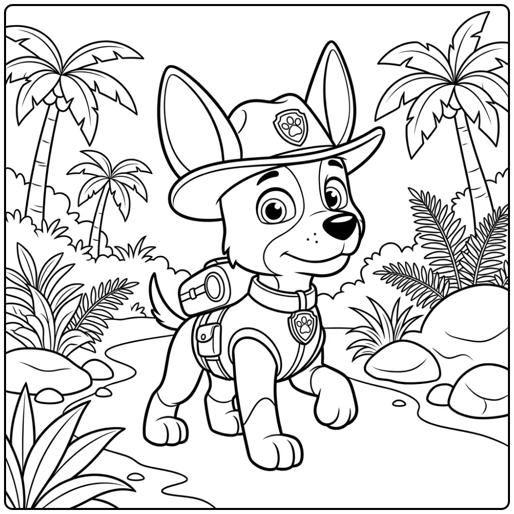Exciting Paw Patrol Tracker Adventure with Friends coloring page