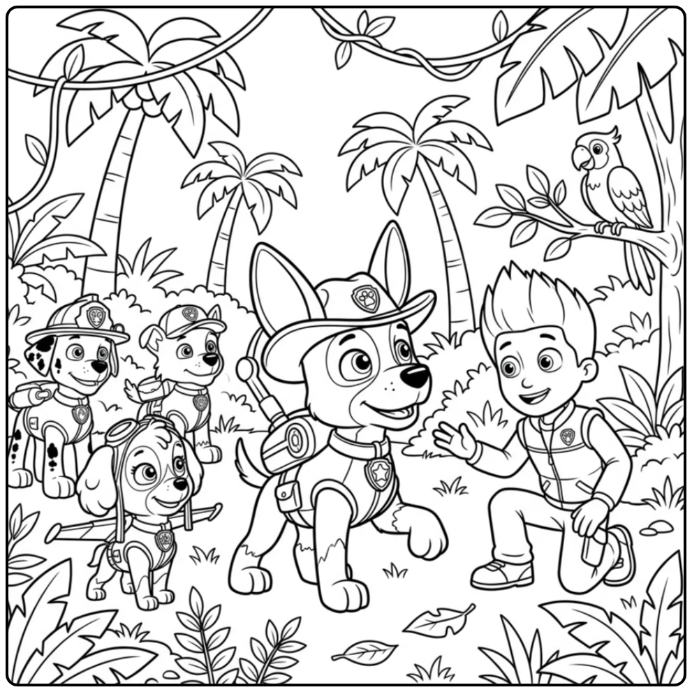 Exciting Paw Patrol Tracker Red the Parrot coloring page