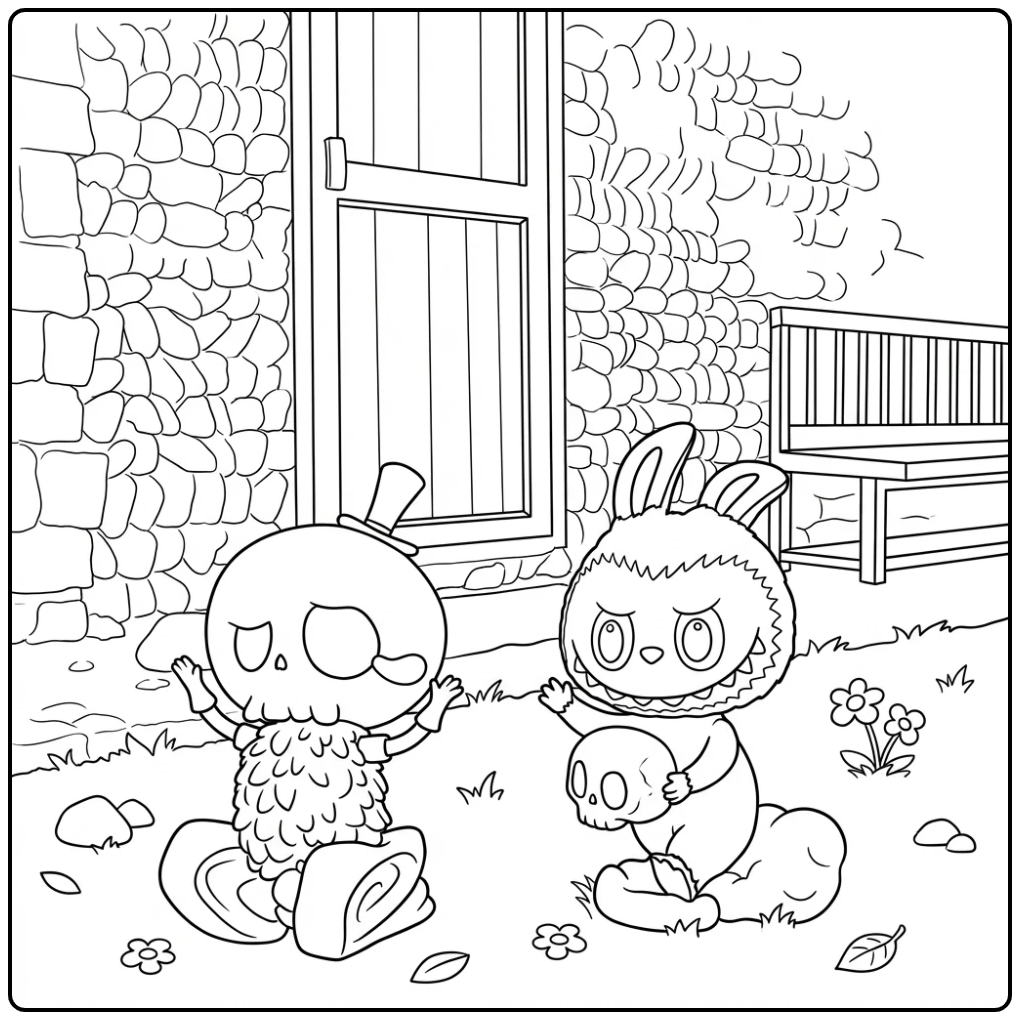 Exciting Monday Chase with Labubu coloring page