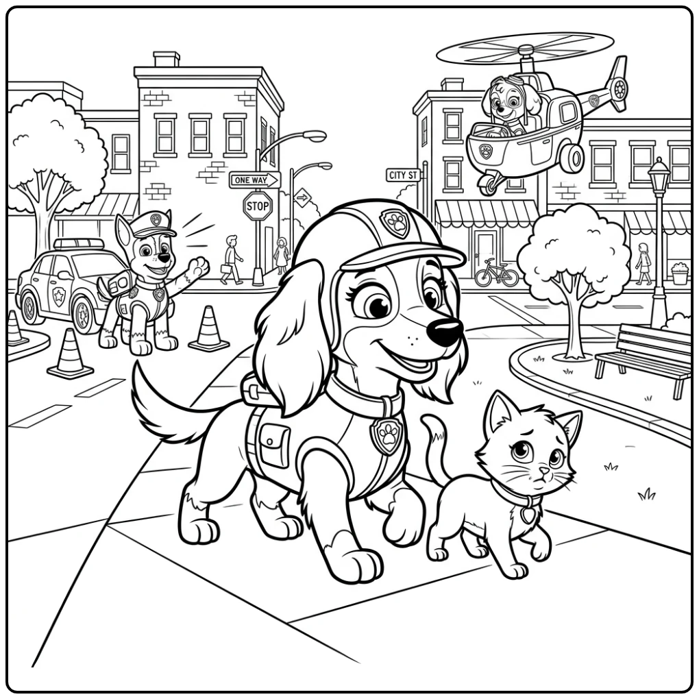 Exciting Paw Patrol Liberty Mission with Friends coloring page