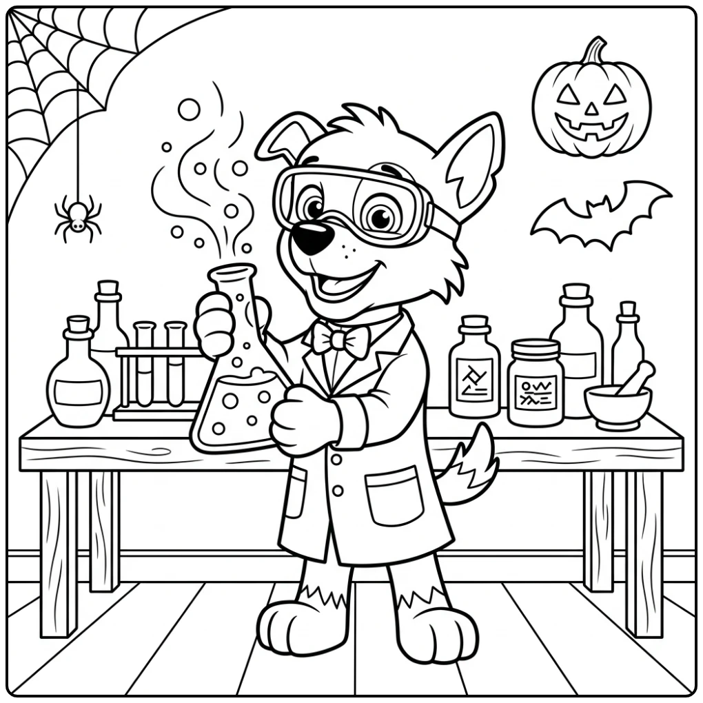 Exciting Paw Patrol Halloween Rocky's Laboratory coloring page