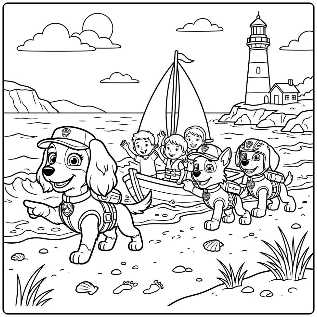 Exciting Paw Patrol Liberty Beach Rescue coloring page
