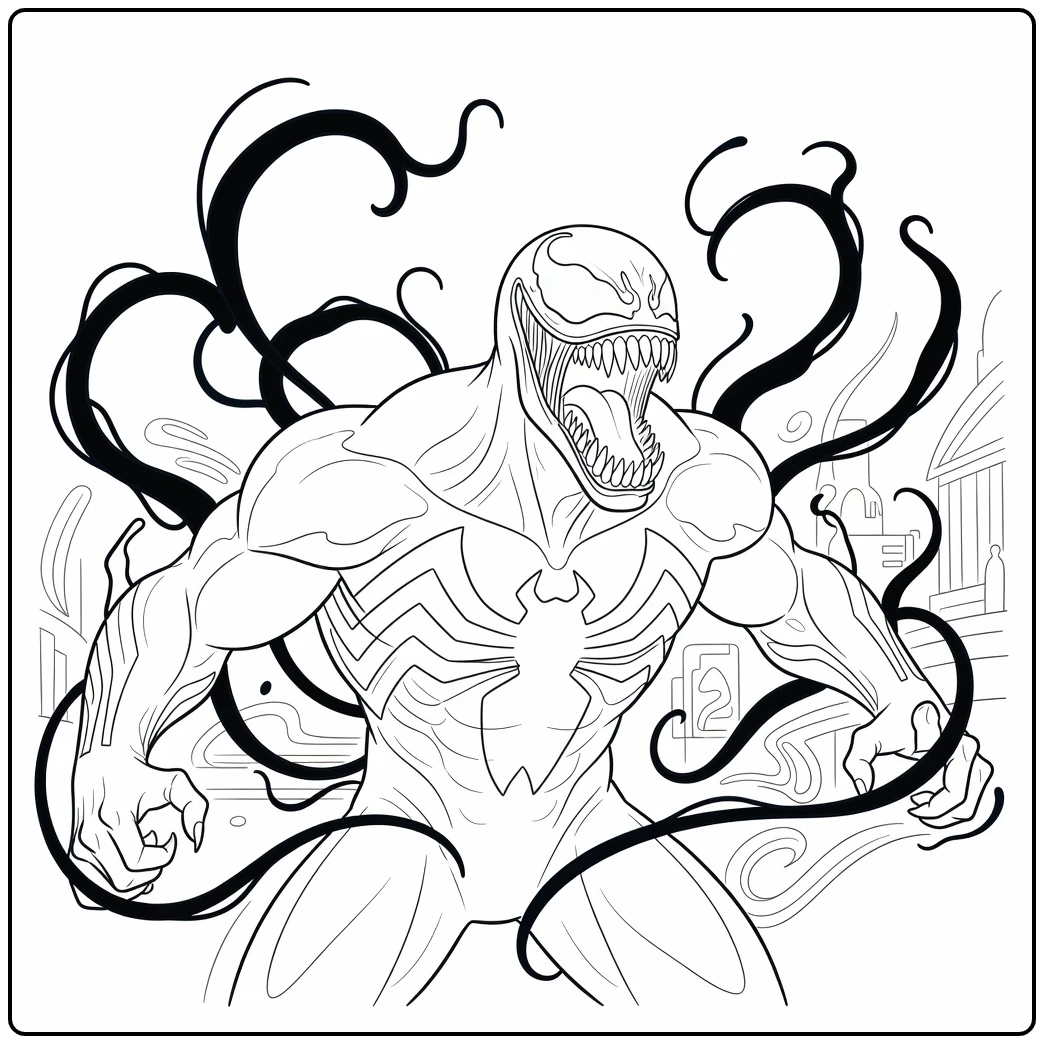Exciting Venom Roaring Symbiote for Children coloring page
