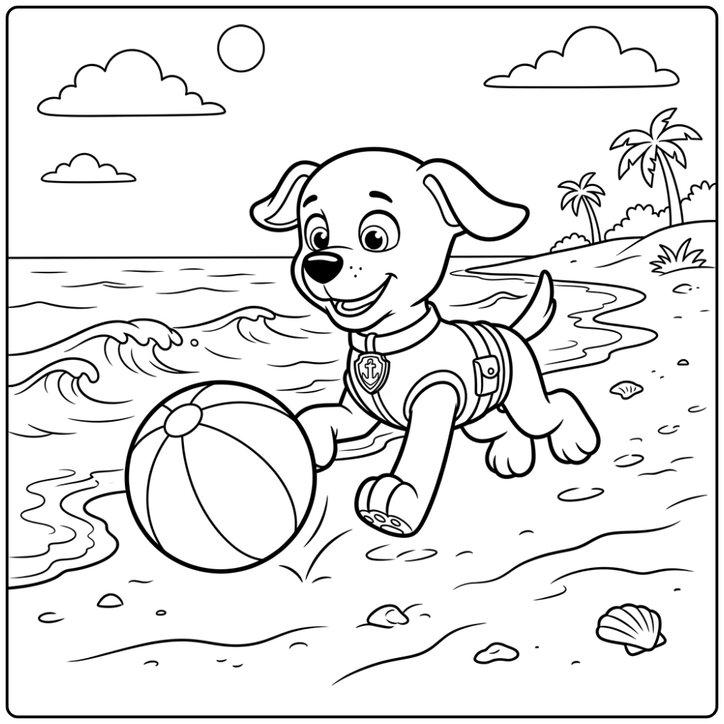 Playtime Fun with Paw Patrol Zuma on the Beach coloring page