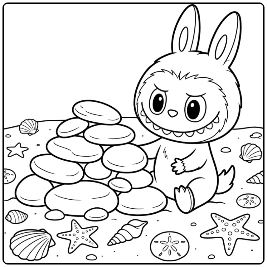 Cute Labubu coloring page