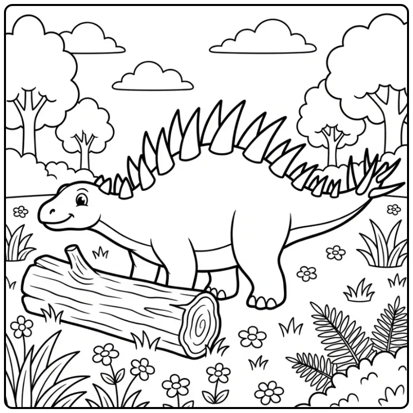 Spiky Kentrosaurus in the Forest Dinosaur coloring page