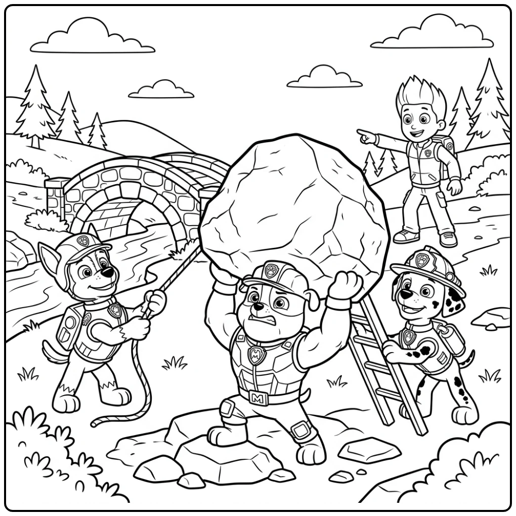 Strong Rubble and the Rock Paw Patrol Mega Pups Heroes coloring page