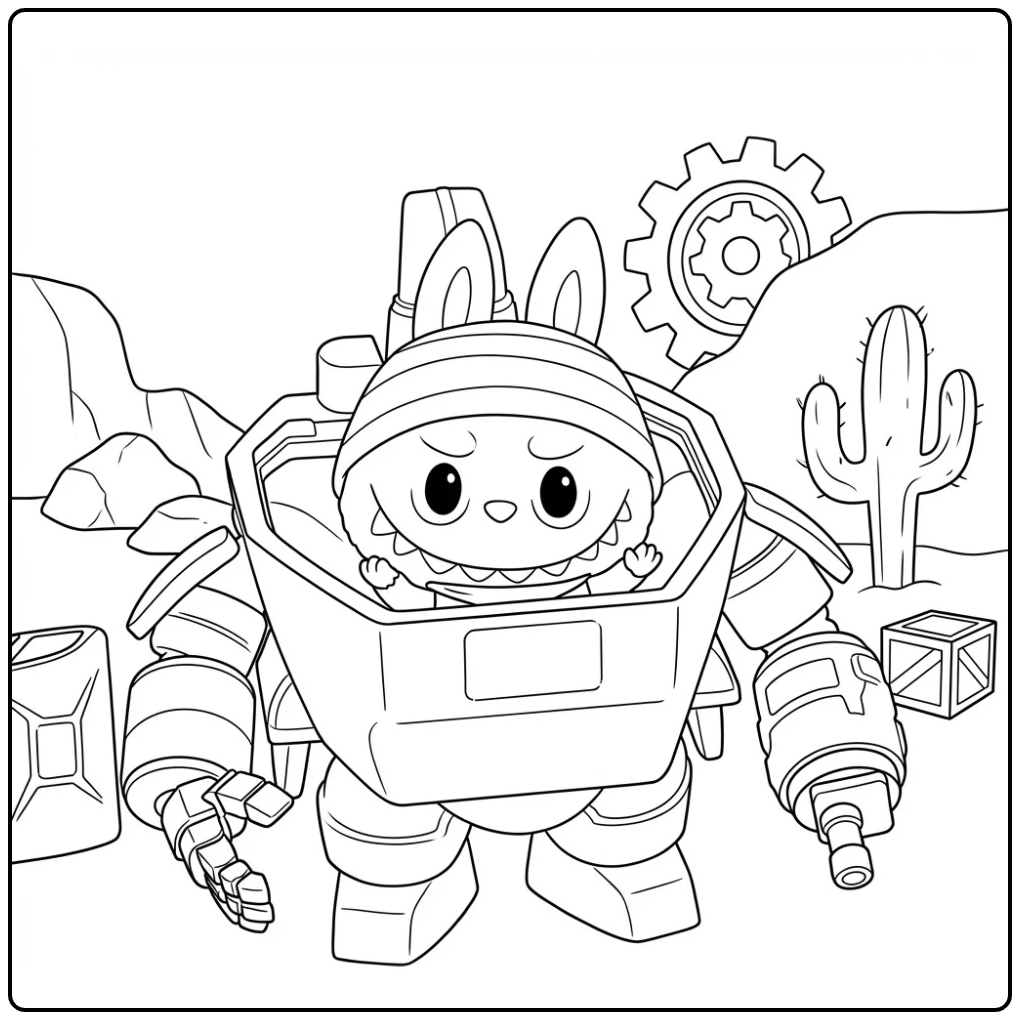 Tough Robot Rabbit with Bryophytes coloring page