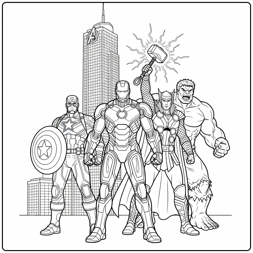 Tough Avengers for Everyone Superheroes Fans coloring page