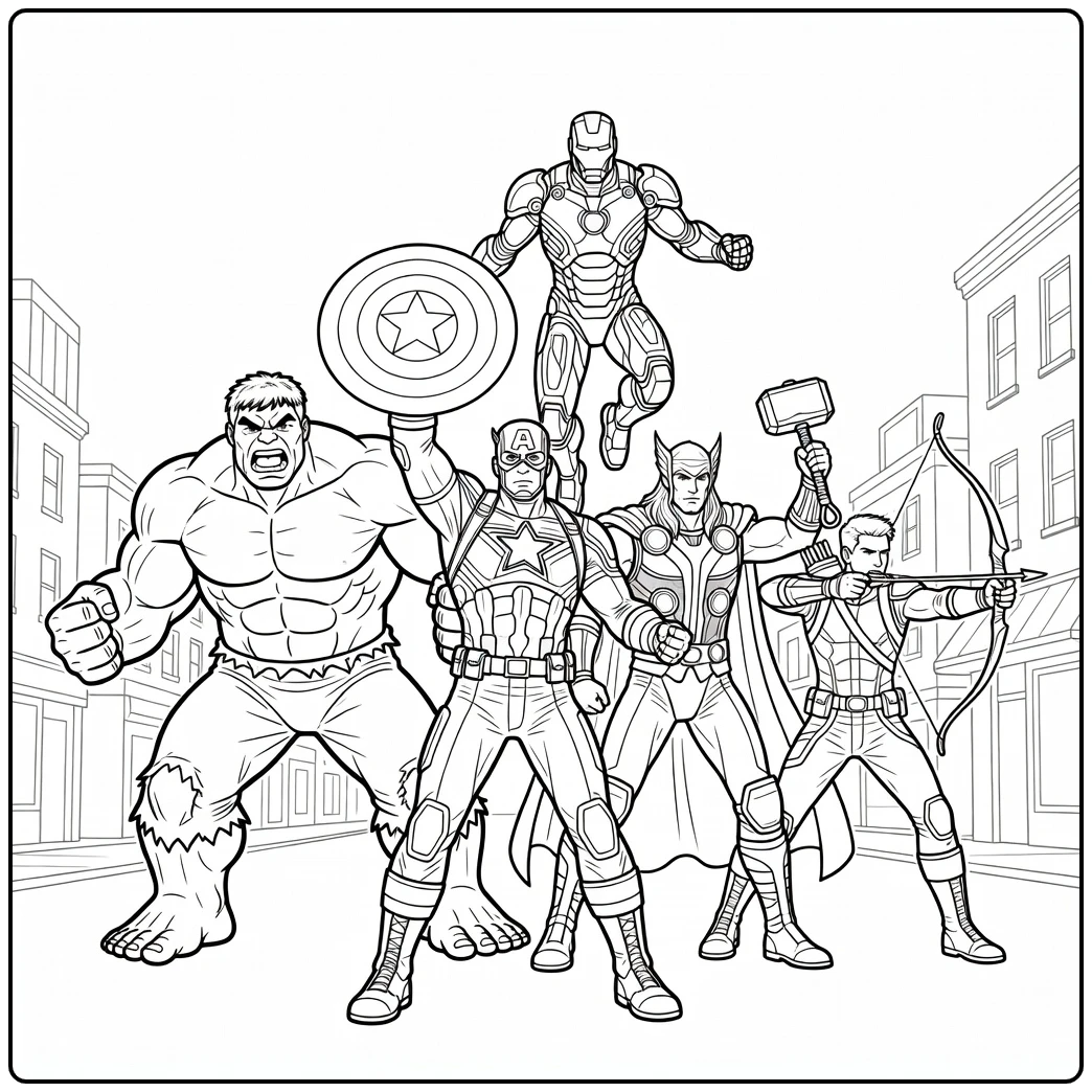 Tough Avengers for Children coloring page