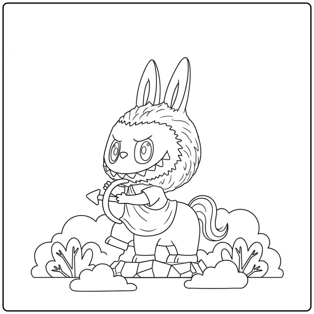 Tough Sagittarius Rabbit Centaur for Children coloring page