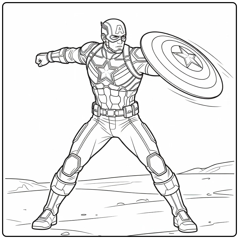 Tough Captain America for Heroic Children coloring page