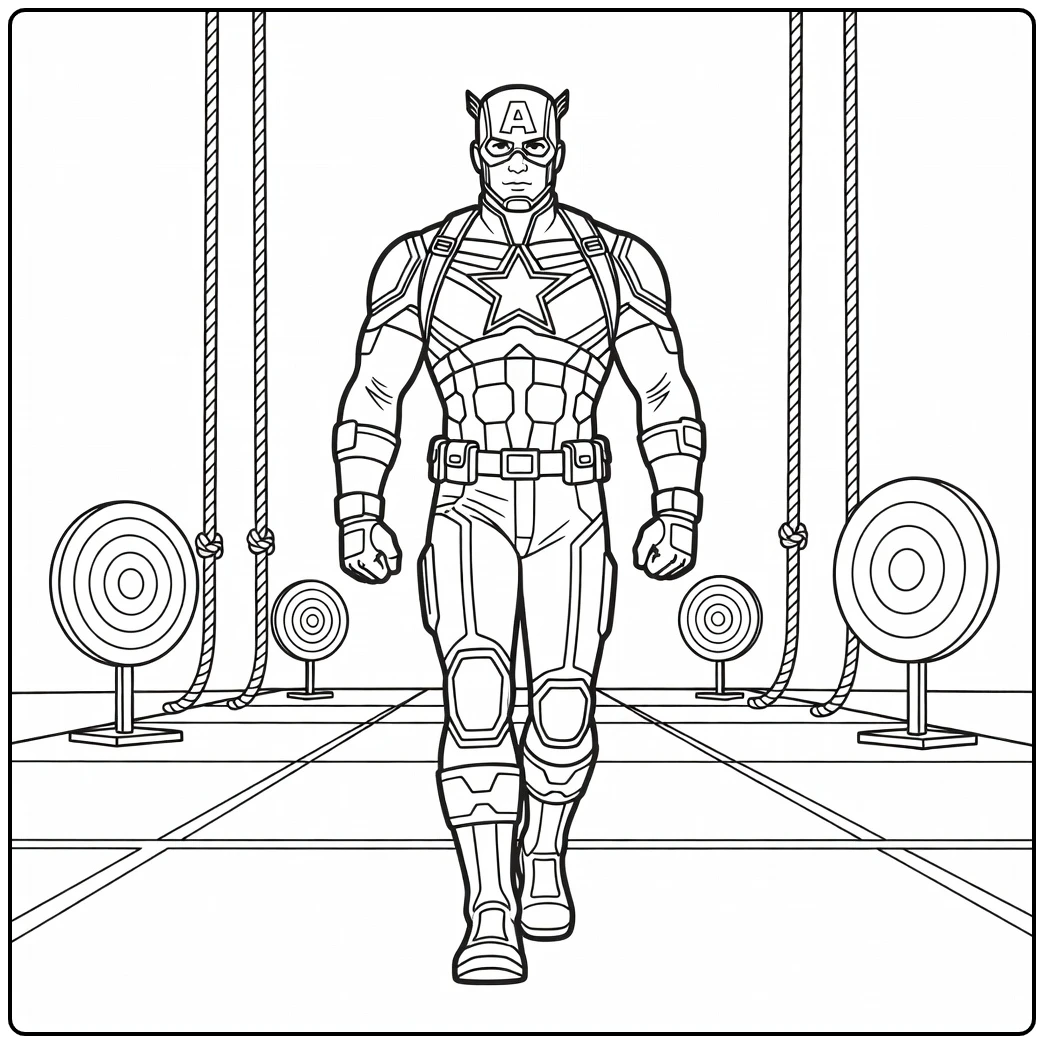 Tough Captain America for Young Heroes coloring page