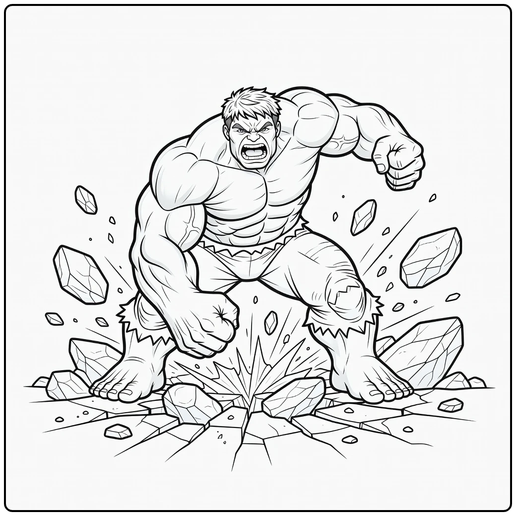 Tough Hulk Flying Boulders and Action coloring page
