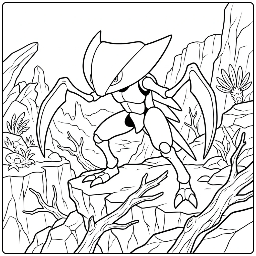 Tough Pokemon Kabutops in the Prehistoric Era coloring page