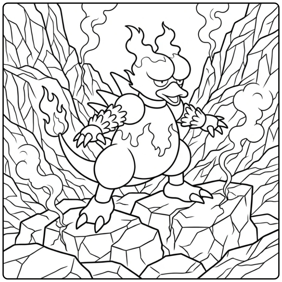 Tough Pokemon Magmar in a Volcano coloring page