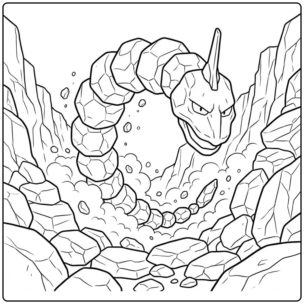 Tough Pokemon Onix Rocks and Cliffs coloring page