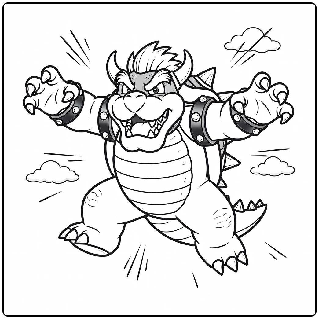 Tough Jumping Bowser for Children coloring page