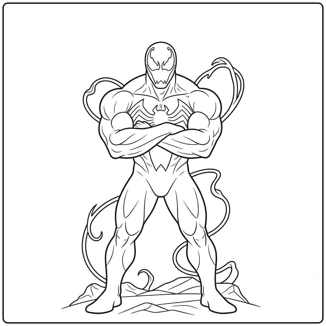 Tough Venom in a Powerful and Commanding Stance coloring page