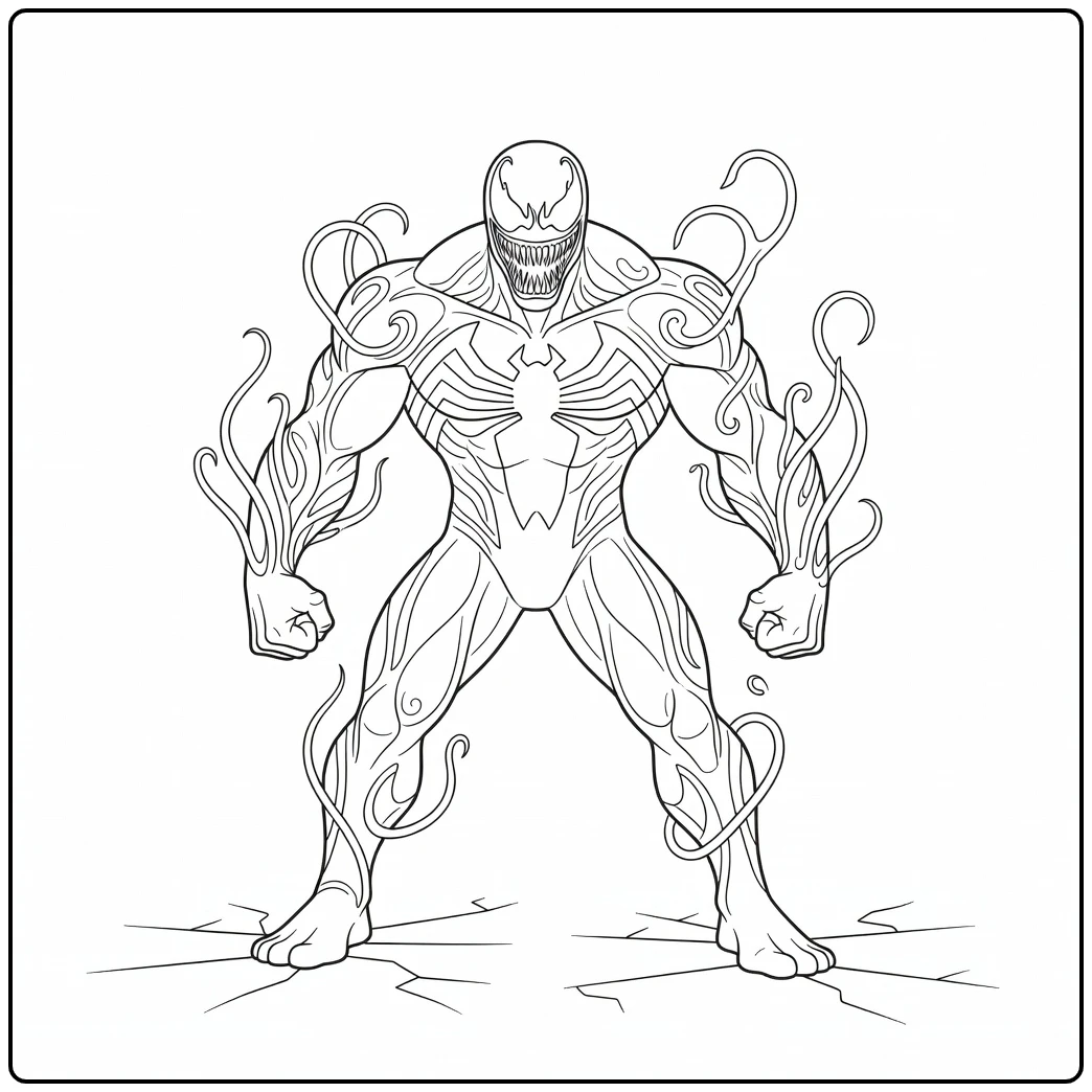 Tough Venom Symbiote in a Mighty Pose coloring page