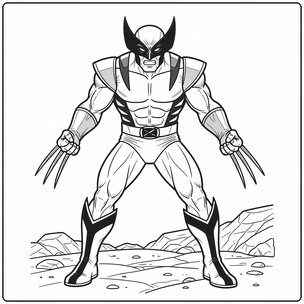 Tough Wolverine Extended Claws coloring page