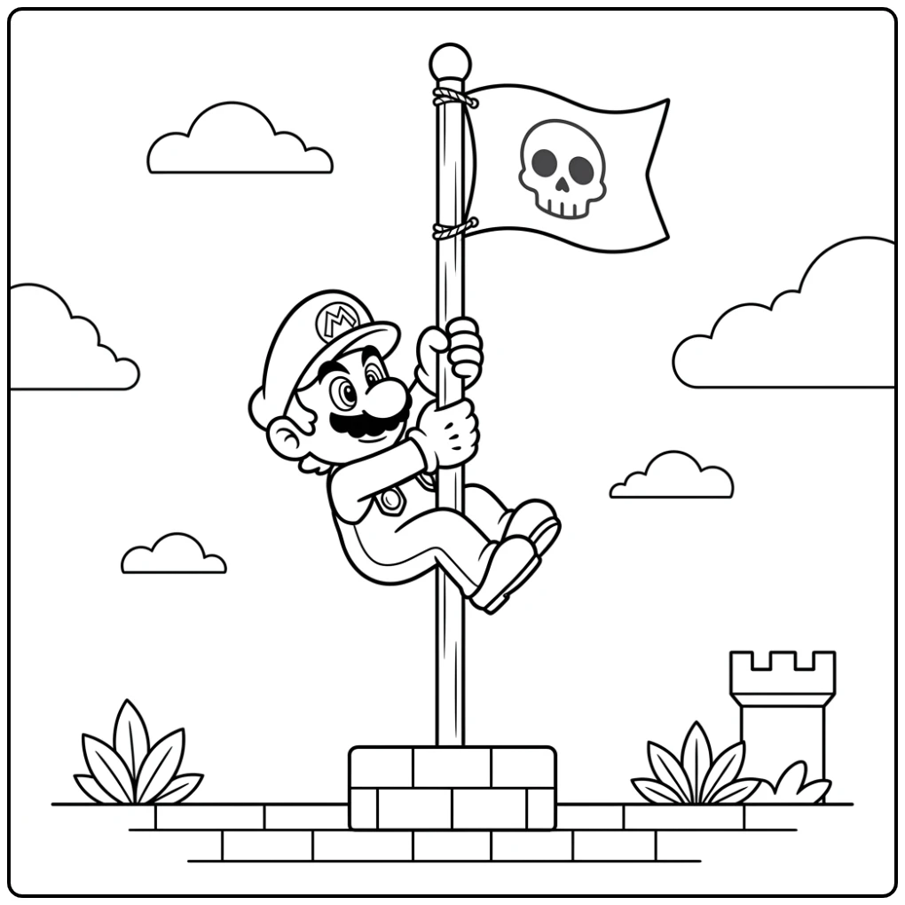 Mario's Triumphant Descent coloring page