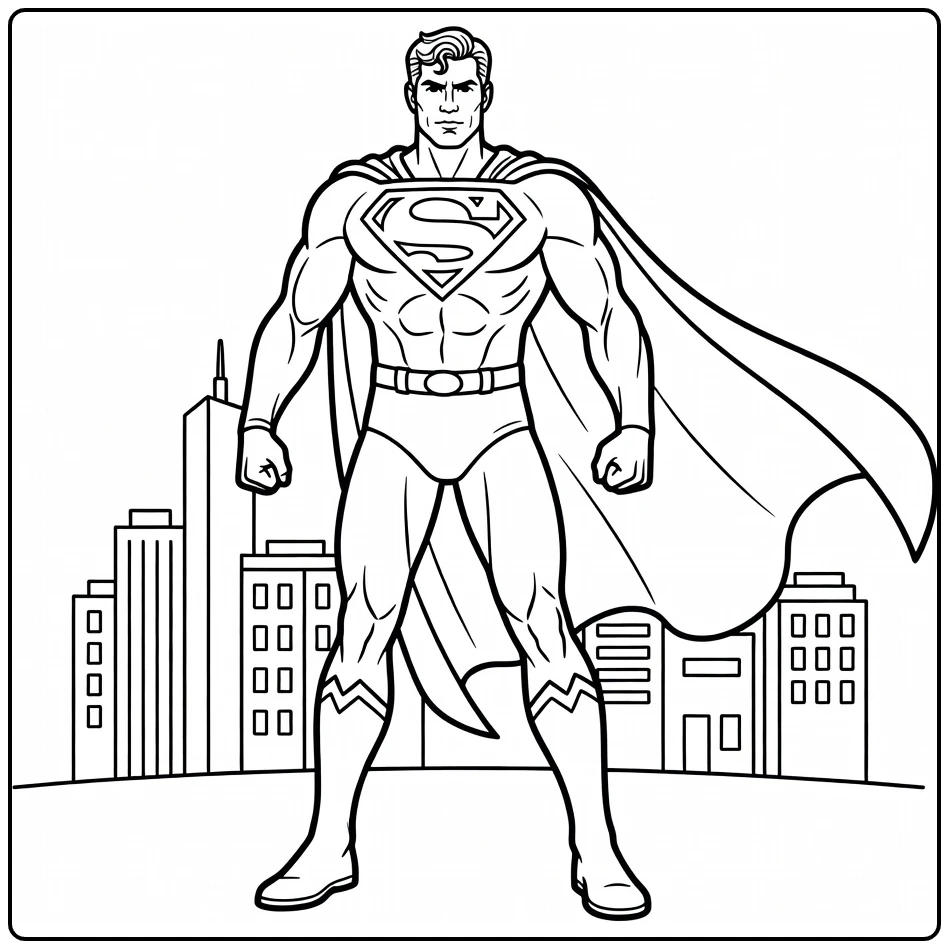 Superman Guard for Buildings in Pose coloring page