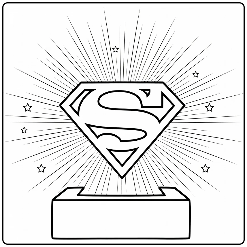 Superman Logo Emblem in Rock Stars and Light Rays coloring page