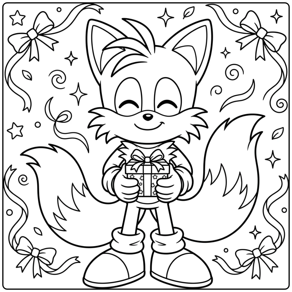 Happy Tails with a Small Gift coloring page