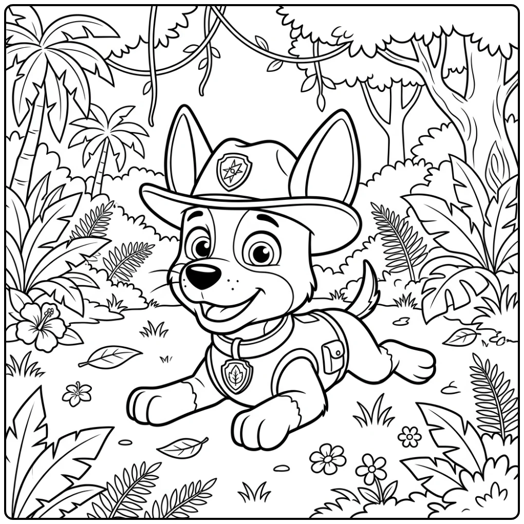 Resting from in Jungle Paw Patrol Tracker coloring page