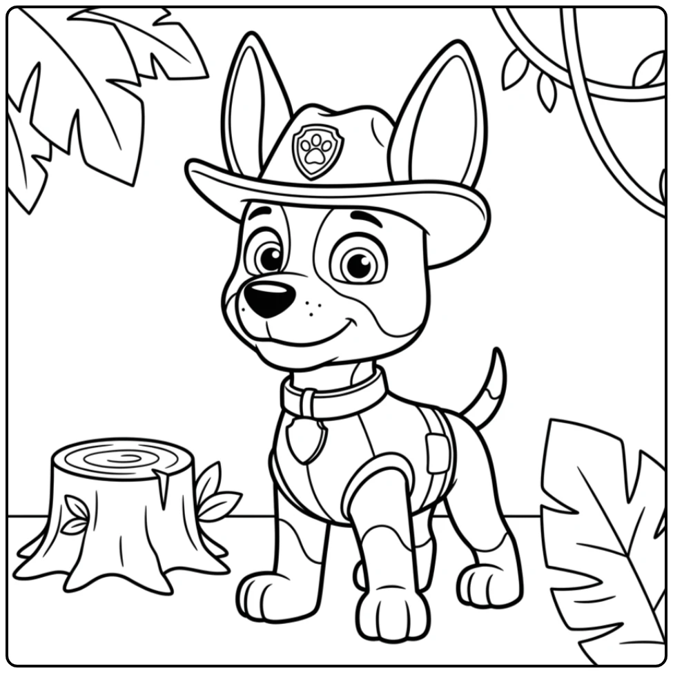 Smiling Tracker from Easy Paw Patrol coloring page