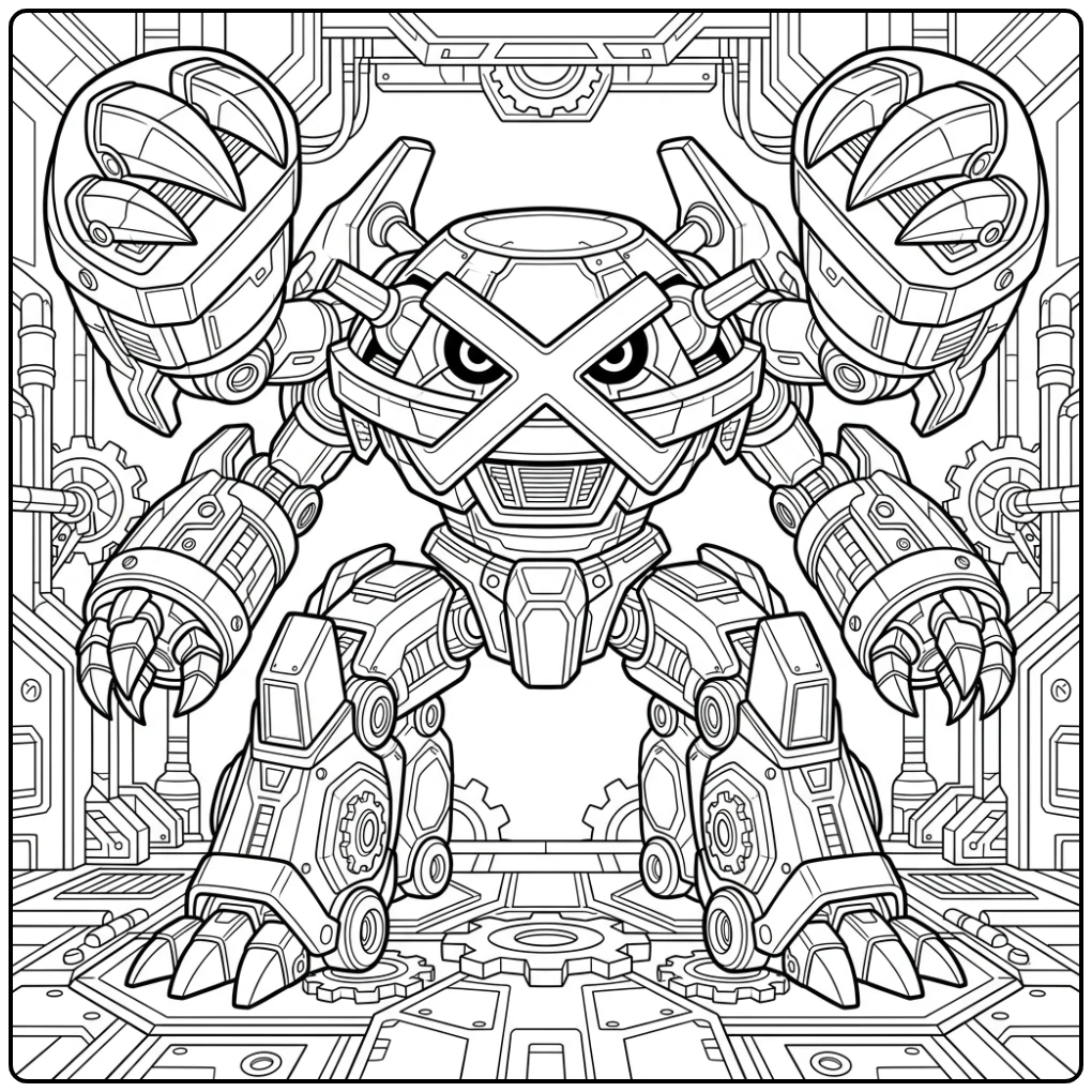 Challenging Pokemon Detailed Powerful Metagross Pose coloring page