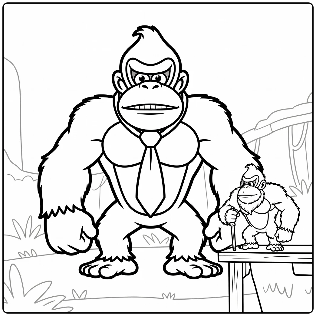 Donkey Kong Listening to Cranky Kong coloring page