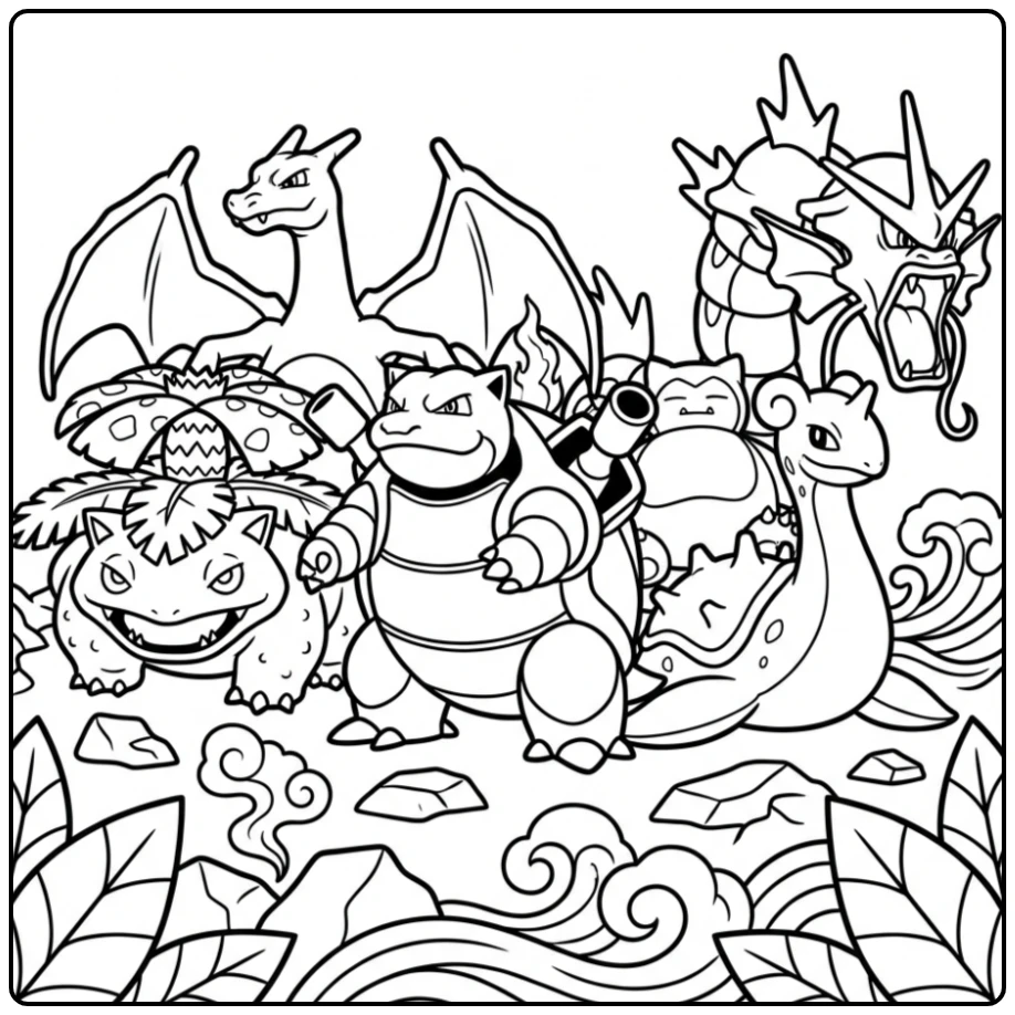 Unique First Generation Pokemon Characters coloring page