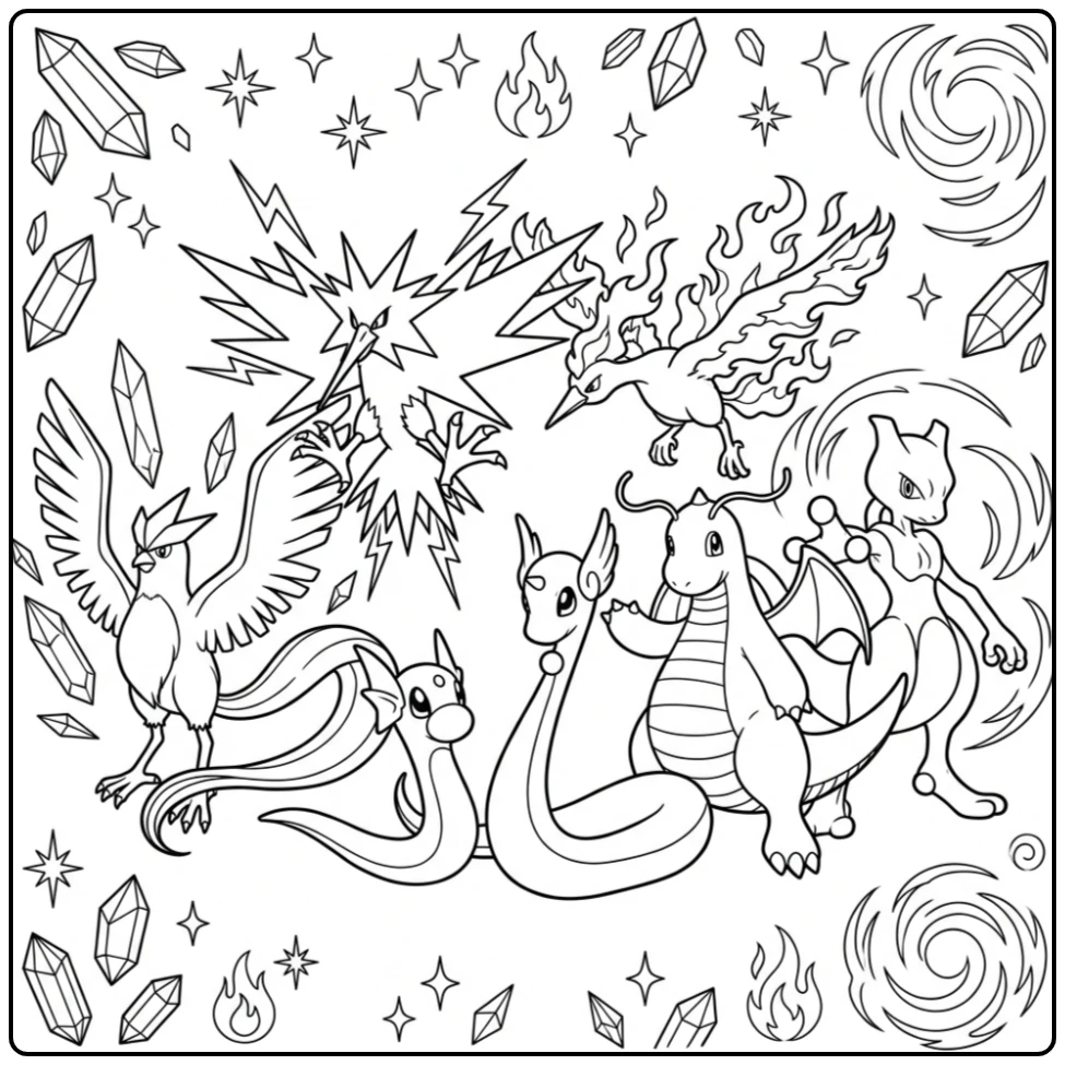 Unique First Generation Pokemon Heroes coloring page
