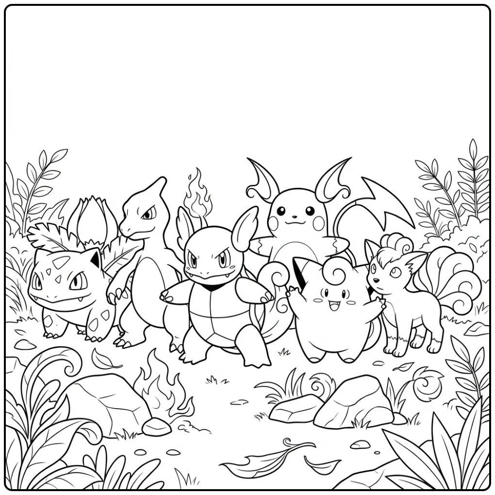 Unique First Generation Pokemon coloring page